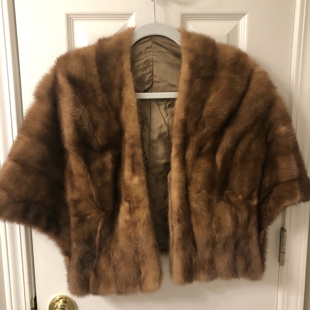 Vintage Fur Label Authority Mink Fur Cape OS